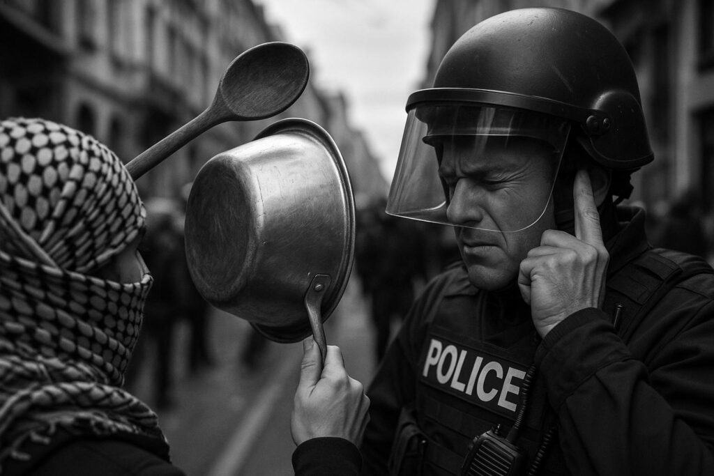 Officer’s restraint in pot-banging clip fuels row over proscription and mass arrests